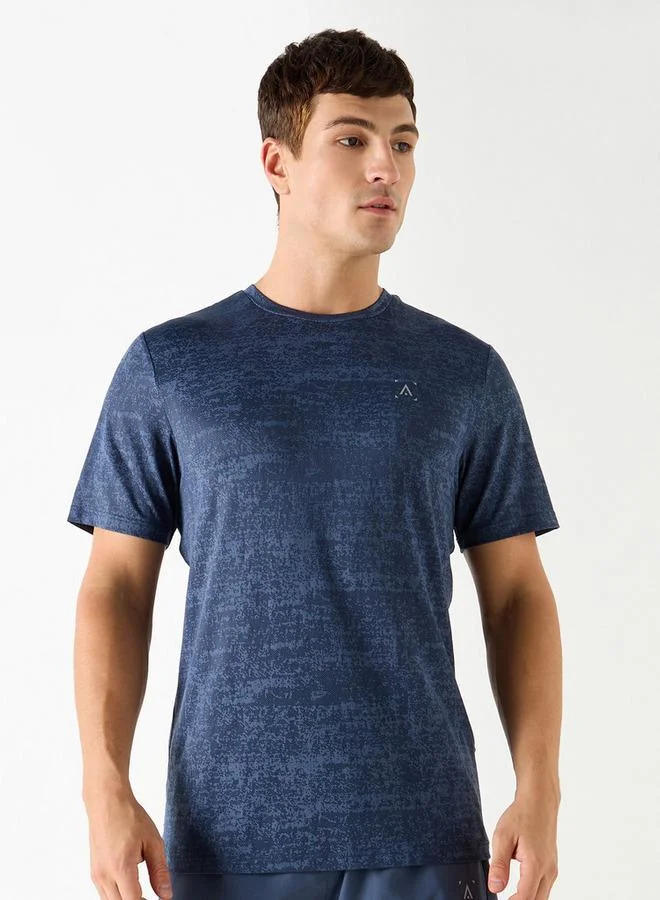 ADOT by Splash Textured Crew Neck T-shirt with Short Sleeves