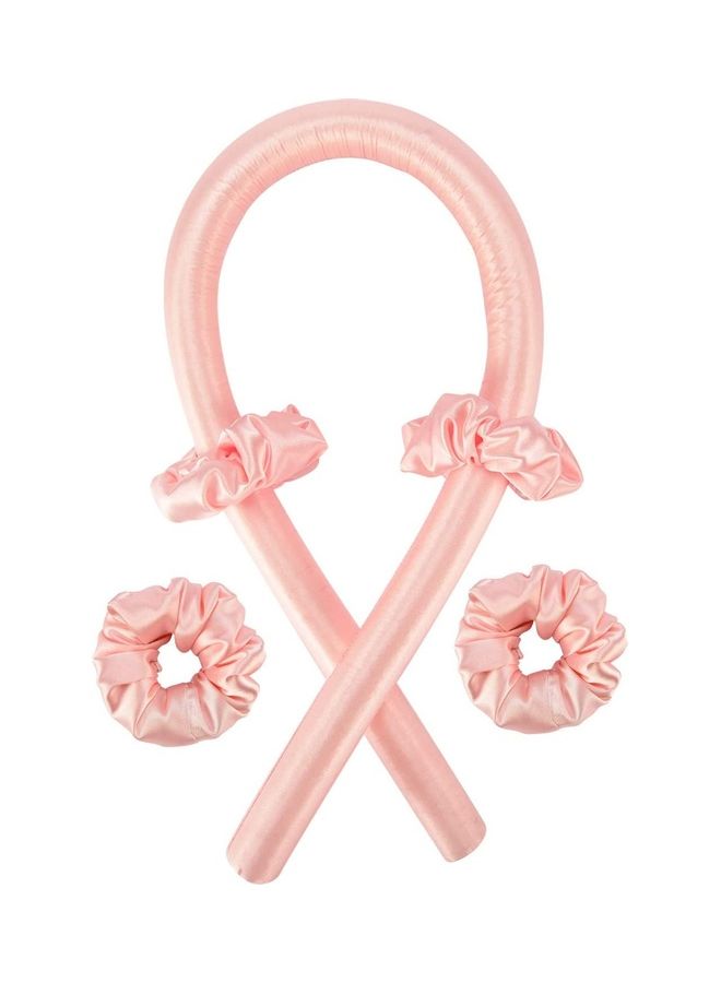 NIBEMINENT Sponge Heatless Curl Hair Ribbon Set Pink - Image 1