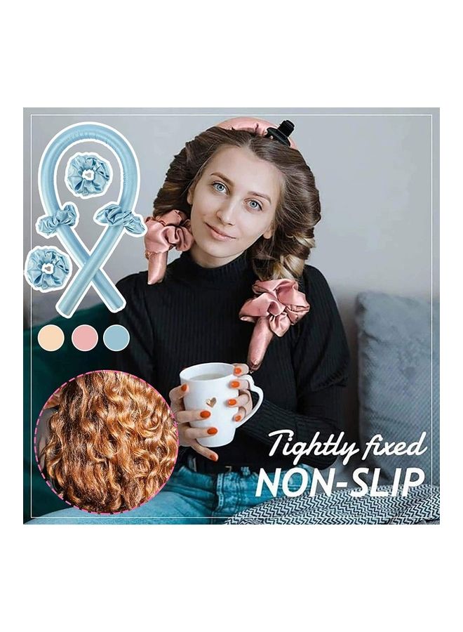 NIBEMINENT Sponge Heatless Curl Hair Ribbon Set Pink - Image 3