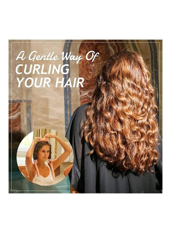 NIBEMINENT Sponge Heatless Curl Hair Ribbon Set Pink - Image 2