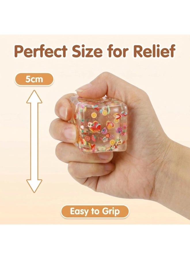 1-Pack Fidget Squishy Stress Cube Bag, 5cm Slow Rising Ice Cube Squeeze Sensory Toy with Fruit Slices for Anxiety Relief - Image 3