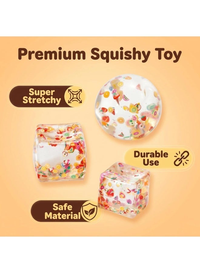 1-Pack Fidget Squishy Stress Cube Bag, 5cm Slow Rising Ice Cube Squeeze Sensory Toy with Fruit Slices for Anxiety Relief - Image 4
