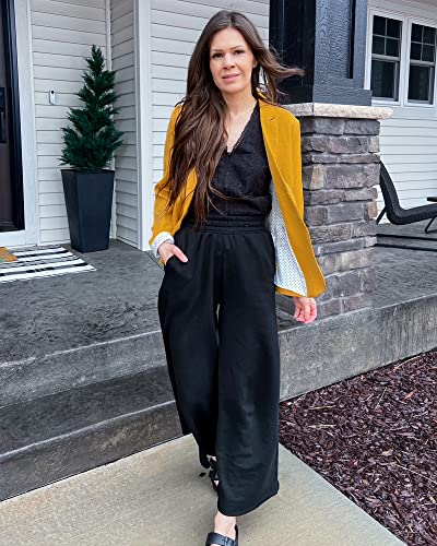 LookbookStore Women's Casual Notched Lapel Solid Formal Button Long Sleeve Work Office Blazer Jacket Suit Dusky Citron Yellow Size Medium - Image 3