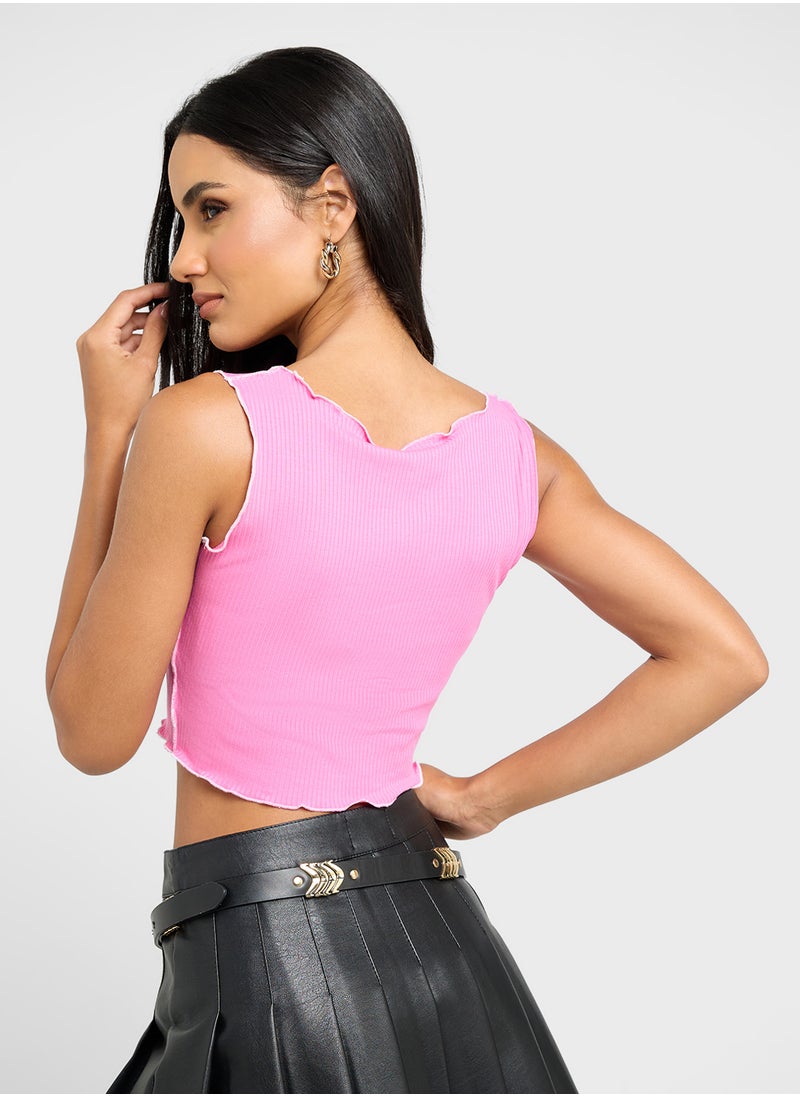 Ginger - Contrast Seam Detail Ribbed Vest - Image 1