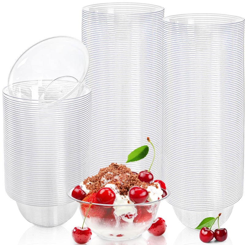 Tebery 200 Pack Clear Plastic Bowls 6OZ Disposable Hard Soup Bowls Salad Bowl Dessert Size Party Bowls for Serving Weddings Catering Parties Ice Cream