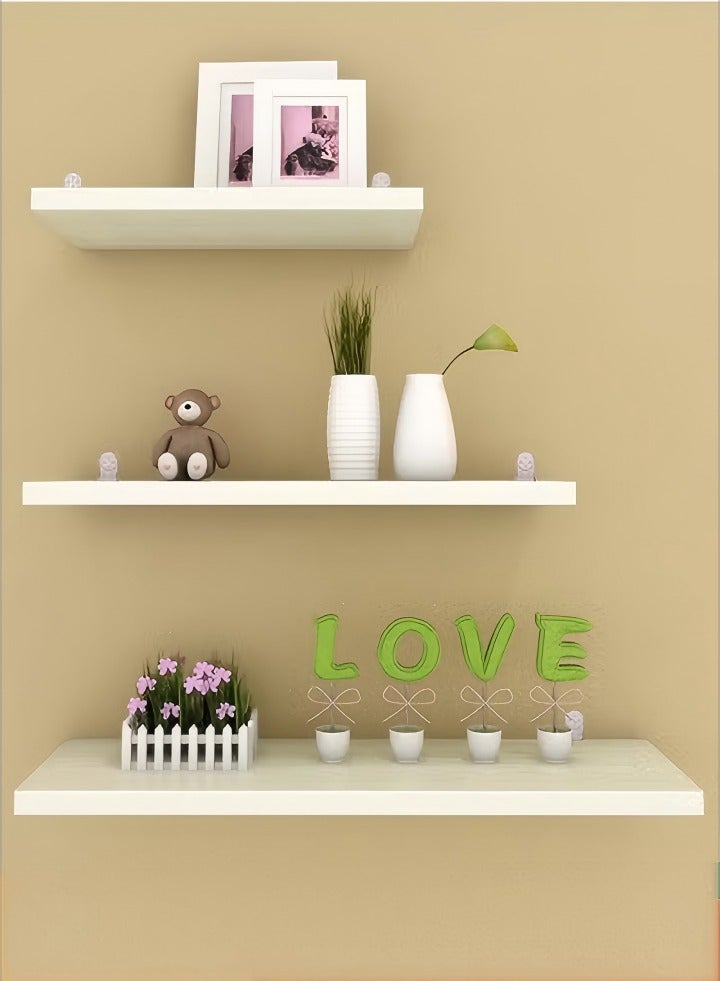 DUNISO 3 Pieces of Wall mounted floating shelves, storage rack, display rack, no need for drilling, suitable for bedrooms, living rooms, bathrooms, kitchens, offices - Image 1