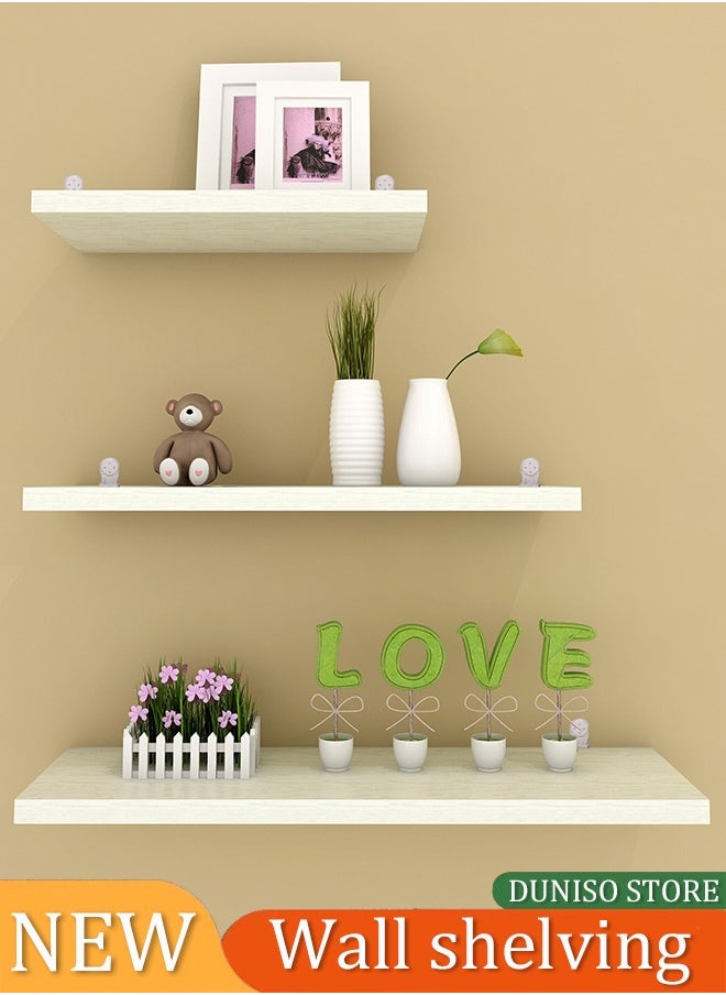 DUNISO 3 Pieces of Wall mounted floating shelves, storage rack, display rack, no need for drilling, suitable for bedrooms, living rooms, bathrooms, kitchens, offices  - Image 1