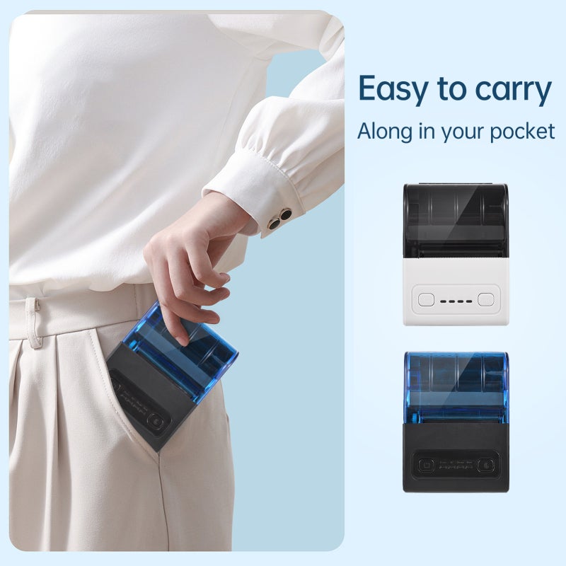Thermal Receipt Printer: 57mm Paper Width, 203dpi Resolution, 80mm/s Print Speed, BT & USB 2in1 Connection, Rechargeable 1500mAh Battery, Ink-Free Printing - Portable POS Printer for Supermarkets, Res - Image 5