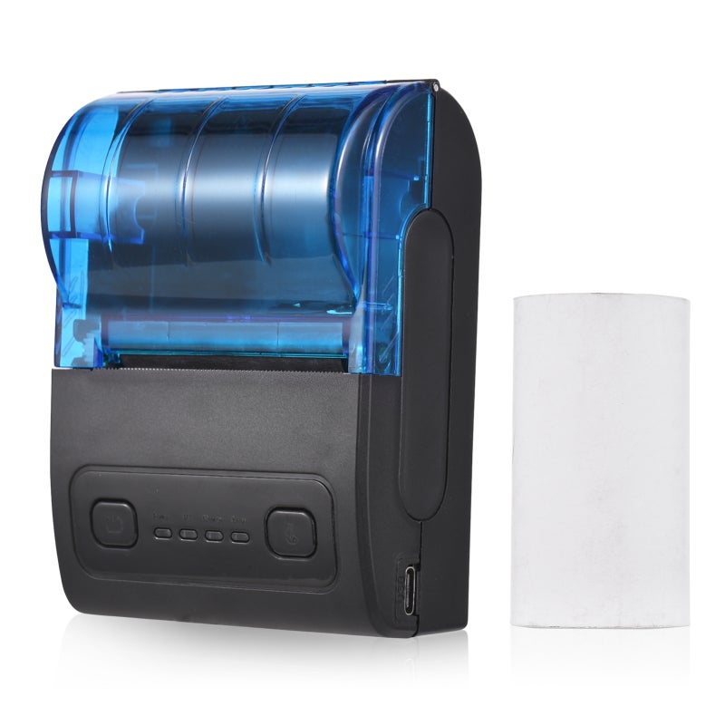 Thermal Receipt Printer: 57mm Paper Width, 203dpi Resolution, 80mm/s Print Speed, BT & USB 2in1 Connection, Rechargeable 1500mAh Battery, Ink-Free Printing - Portable POS Printer for Supermarkets, Res - Image 1