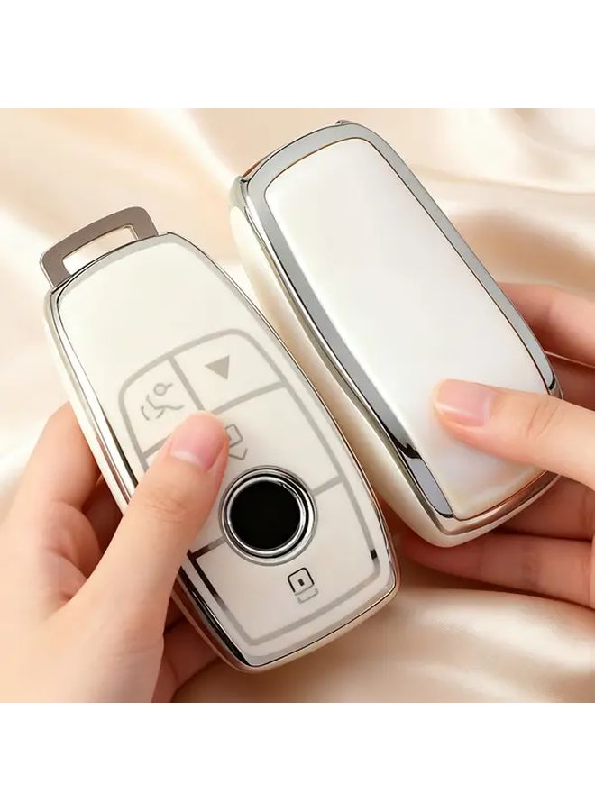Cream Key Fob Cover Compatible with E S C G Models Soft TPU Full Protection Case - Image 1
