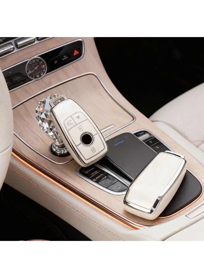 Cream Key Fob Cover Compatible with E S C G Models Soft TPU Full Protection Case - Image 2