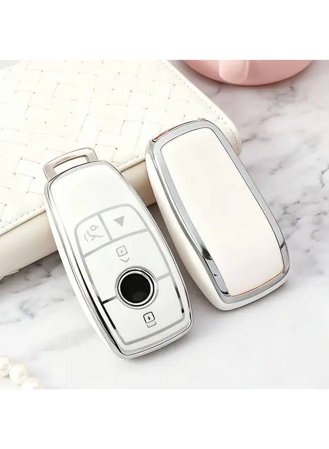 Cream Key Fob Cover Compatible with E S C G Models Soft TPU Full Protection Case - Image 3