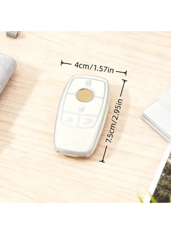 Cream Key Fob Cover Compatible with E S C G Models Soft TPU Full Protection Case - Image 5