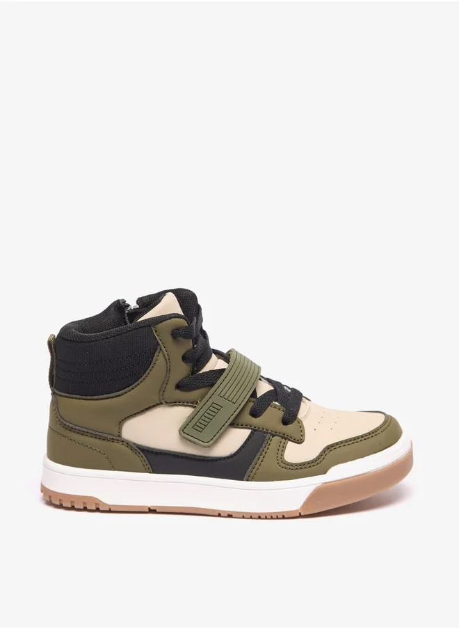 LBL by Shoexpress Boys Colourblock High Cut Sneakers with Zip Closure