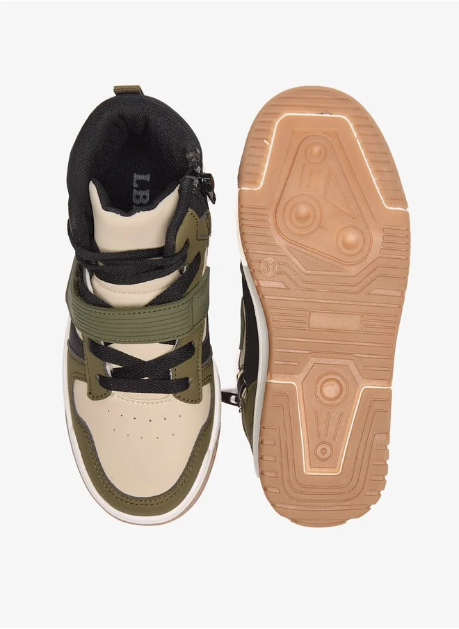 LBL by Shoexpress Boys Colourblock High Cut Sneakers with Zip Closure