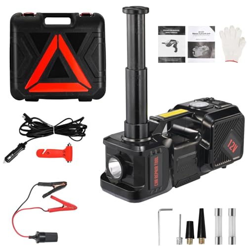BENYAN Electric Jack BENYAN 5 Ton Car Floor Jack Kit with Inflator Pump | 12V Portable Car Hydraulic Jack with LED Light for SUV MPV Sedan | Lifting Height Range 6 to 17.7 Inch Black - Image 1