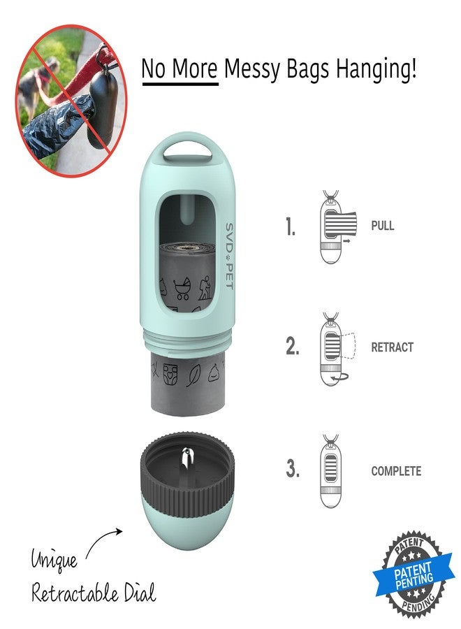 SVD.PET Dog Poop Bag Dispenser, Retractable Waste Bag Fits Any Dog Leash, Leak-proof Waste Bags, Poop Bag Holder, Doggy Walking Accessory (Misty Jade) - Image 2