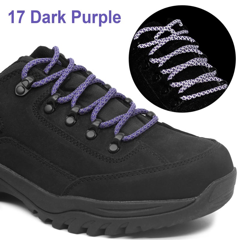 DELELE 2 Pairs 4/25" Thick Round Reflective Shoe Laces Dark Purple Safety Highlight Rope 47 inches - Image 3