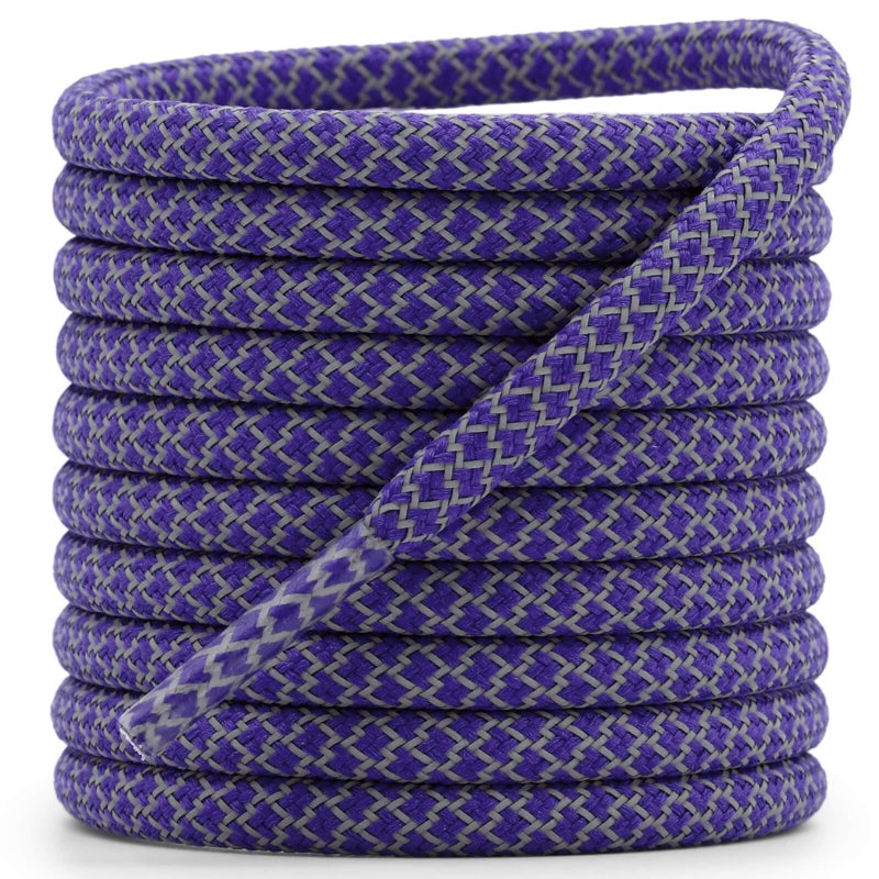 DELELE 2 Pairs 4/25" Thick Round Reflective Shoe Laces Dark Purple Safety Highlight Rope 47 inches - Image 1