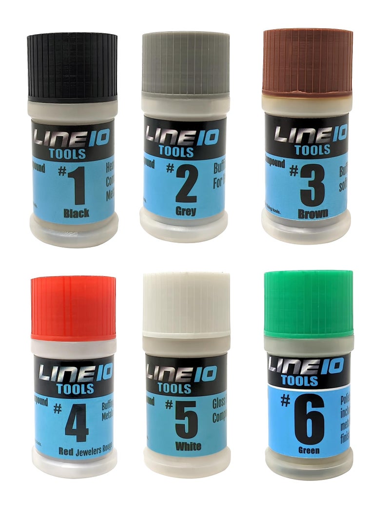 LINE10 Tools Metal Polishing Buffing Compound Bar Kit Polish Paste for Aluminum, Stainless Steel, Jewelry, Red Rouge, Green Lapping, Black Tripoli for High Gloss Shine and Scratch Removal - Image 1