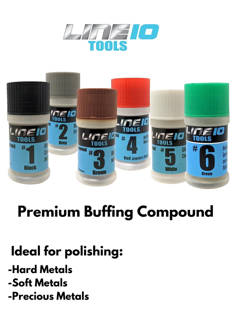 LINE10 Tools Metal Polishing Buffing Compound Bar Kit Polish Paste for Aluminum, Stainless Steel, Jewelry, Red Rouge, Green Lapping, Black Tripoli for High Gloss Shine and Scratch Removal - Image 2