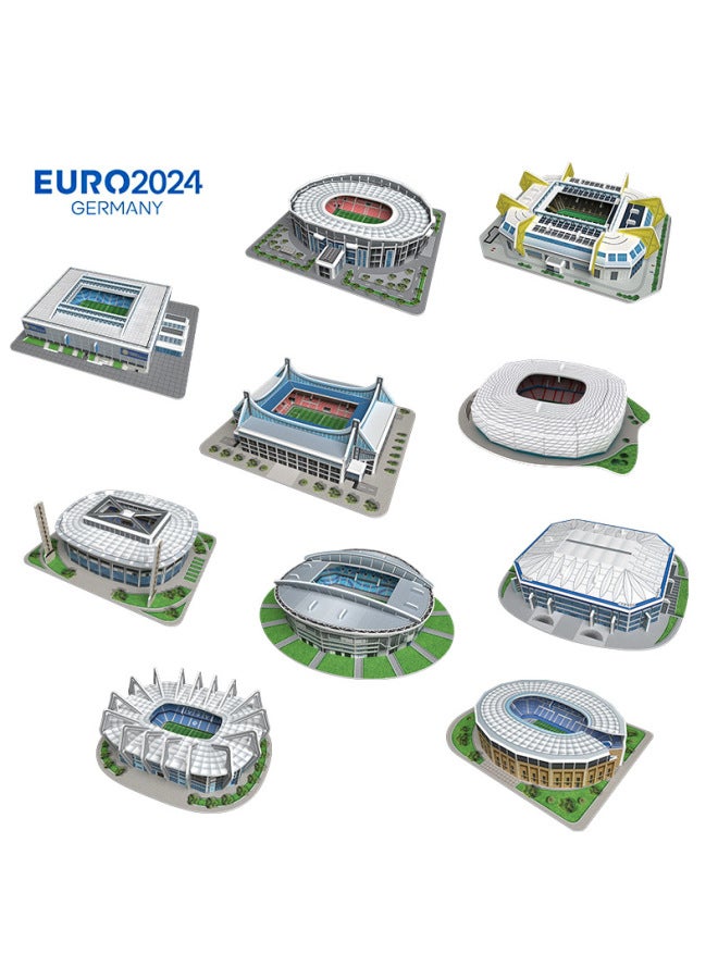 Educational Assembly Football Field Model Barca Real Madrid World Cup Diy 3d Puzzle Toy Handmade Gift-Color:Champions League Football Stadium 10 In One - Image 1