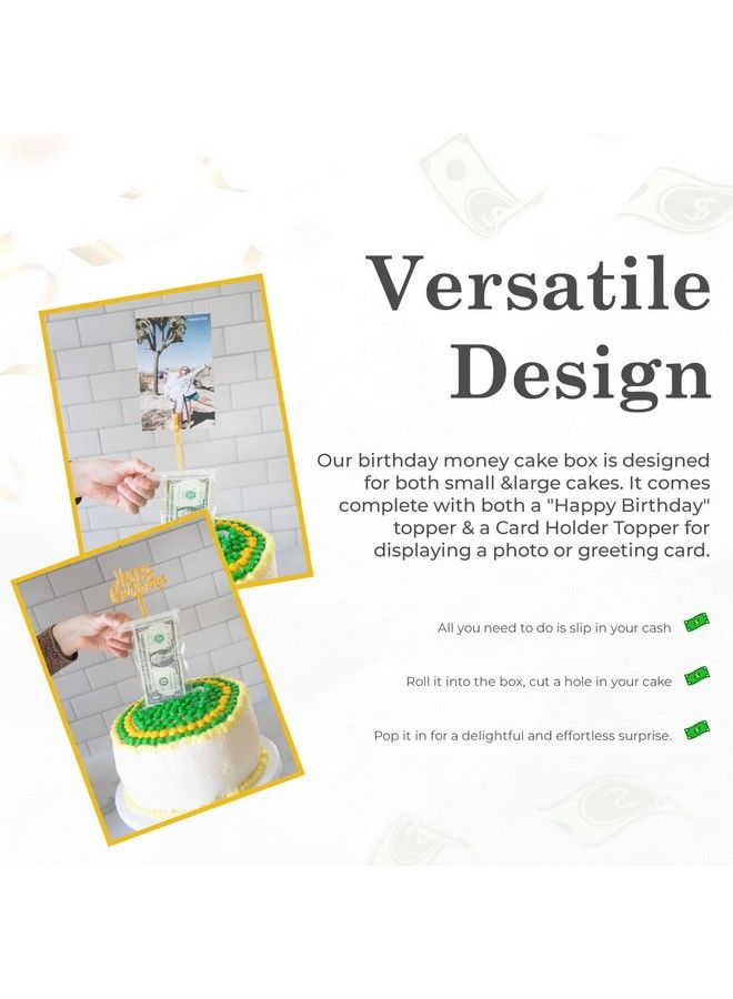 Money Cake Pull Out Kit Includes 1 Money Box 2 Plastic Roll 40 Transparent Bag Connected Pocket Each, And 2 Surprise Cake Toppers For Birthday And Graduation Parties  - Image 5