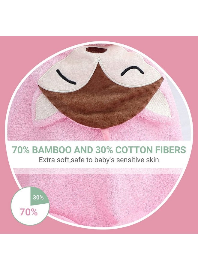 MICHLEY Bamboo Viscose Baby Hooded Bath Towel for Boys and Girls, 29.5 x 29.5 Inch Ultra-Soft and Quick-Drying Infant Bathrobe (Pink Fox) - Image 5