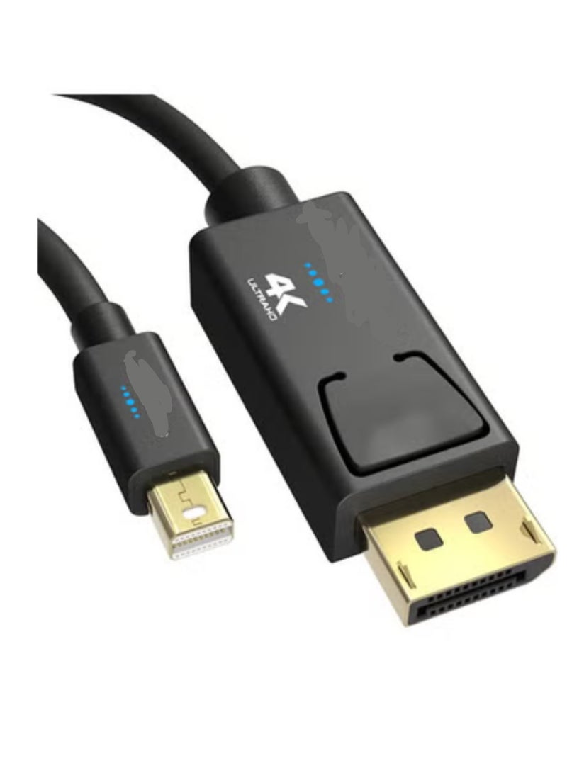 2 x 4K Cable / Mini DisplayPort to DisplayPort Cable - 2m - with Special AES Shield in DisplayPort Connector Mini DisplayPort / Thunderbolt 1 & 2 for PC, Laptop, Mac 
