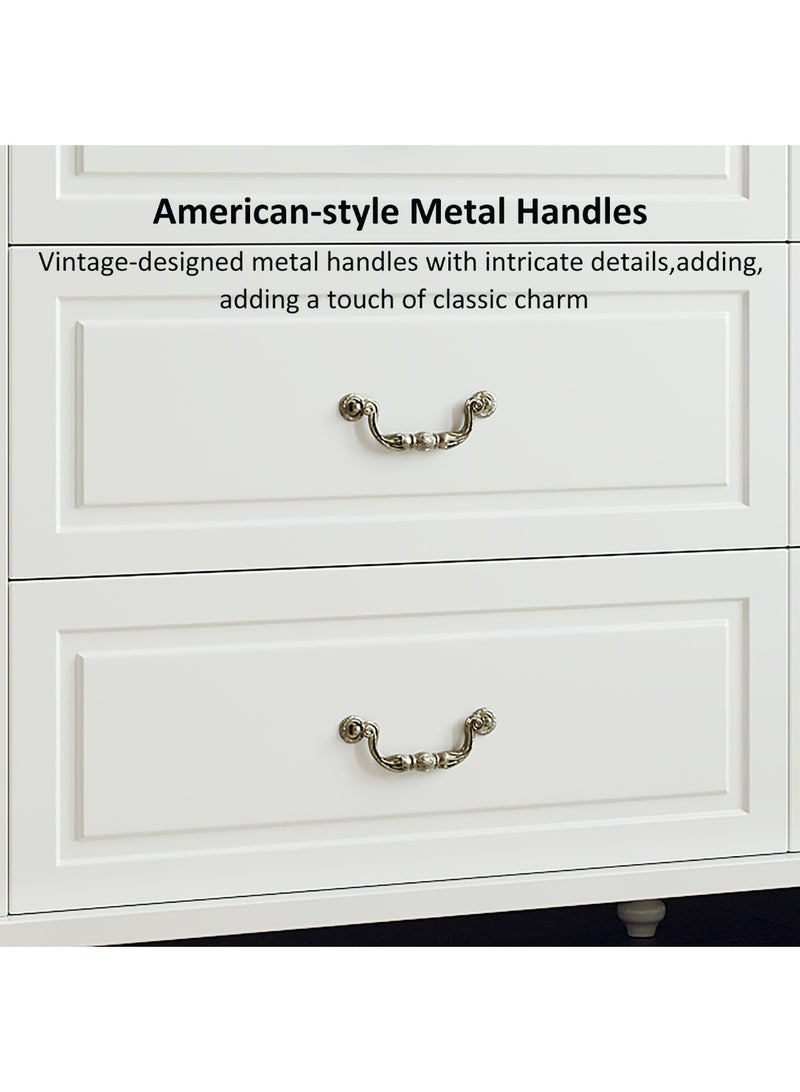 GoldenLike Elegant White 6-Drawer Dresser, Storage Cabinet with Vintage Hardware & Elevated Leg, Multifunctional Side Cabinet for Living Room, Bedroom - Image 5