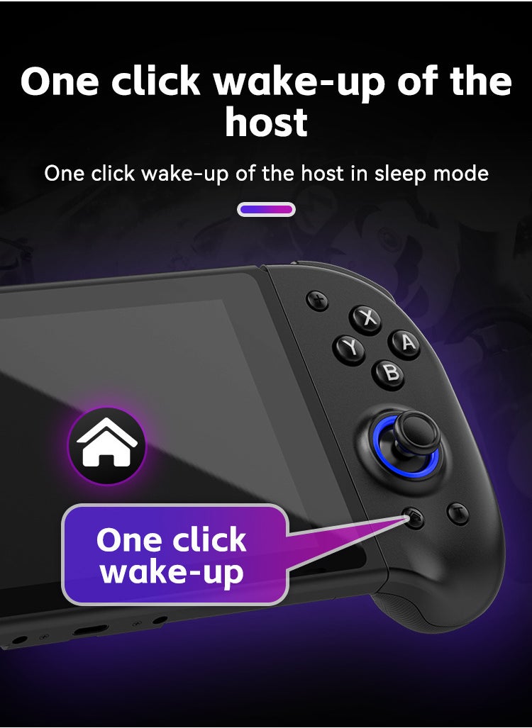 ماركة غير محددة وحدة تحكم Switch Joy-Con JOY-04: برمجة ماكرو، جيروسكوب، اهتزاز مزدوج، وضع توربو، وتصميم مريح (أسود)  - Image 5