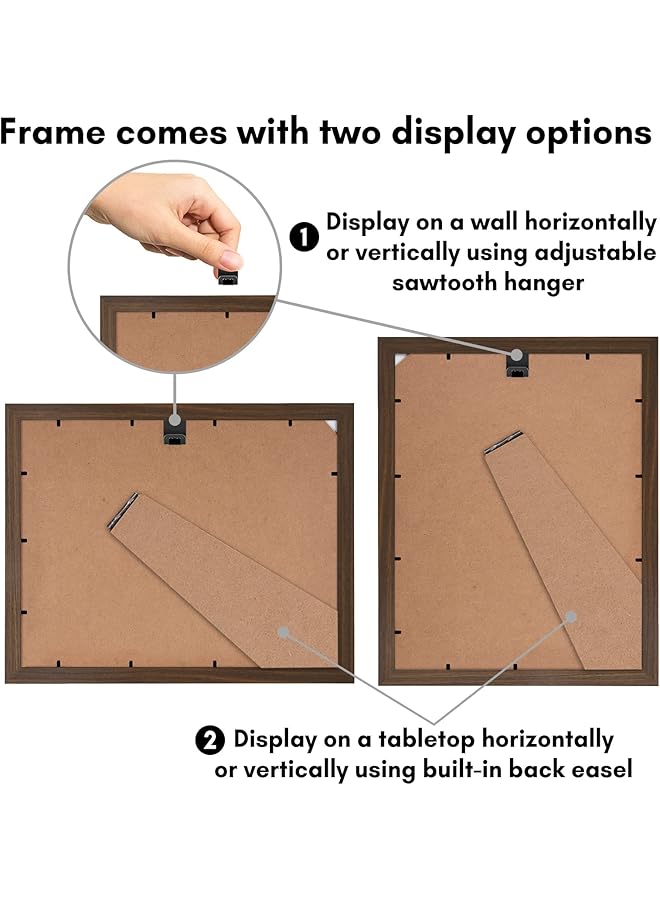 إيروريكس إطار صورة مقاس 9 × 12 مع زجاج مقاوم للكسر يمكن استخدامه كإطار مقاس 6 × 8 مع حصيرة أو إطار مقاس 9 × 12 بدون حصيرة إطار صورة من مجموعة Signature لعرض الطاولة والجدار لون الجوز - Image 5