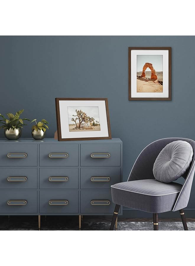 إيروريكس إطار صورة مقاس 9 × 12 مع زجاج مقاوم للكسر يمكن استخدامه كإطار مقاس 6 × 8 مع حصيرة أو إطار مقاس 9 × 12 بدون حصيرة إطار صورة من مجموعة Signature لعرض الطاولة والجدار لون الجوز - Image 4