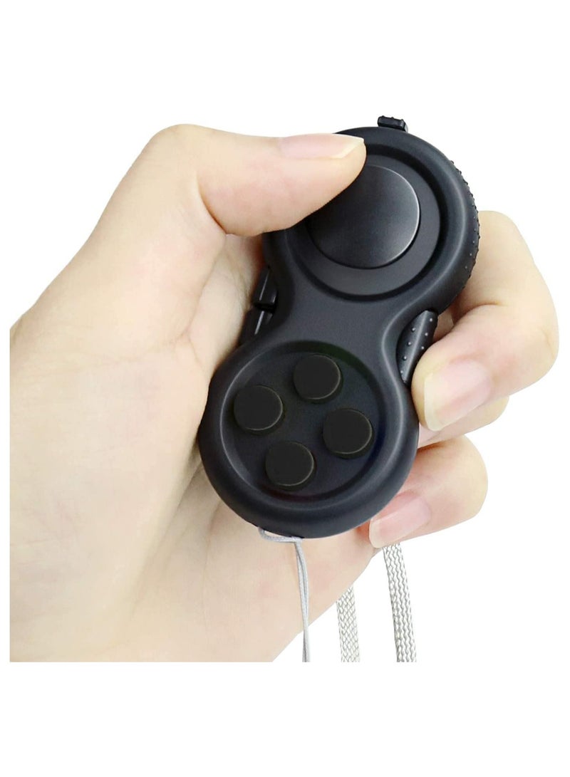 KASTWAVE Fidget Pad Toy for Anxiety and Stress Relief 8 Fidget Features Cube with Silent Button ABS Plastic Fidget Controller Pad Cube for Kids and Adults (Black) - Image 1