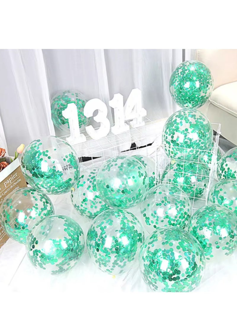 null - 50 Confetti Balloons Are Clear Balloons With Green Confetti Inside / For holidays, parties and graduation parties and Birthday / Confetti Balloons are available in all popular colors - Image 1