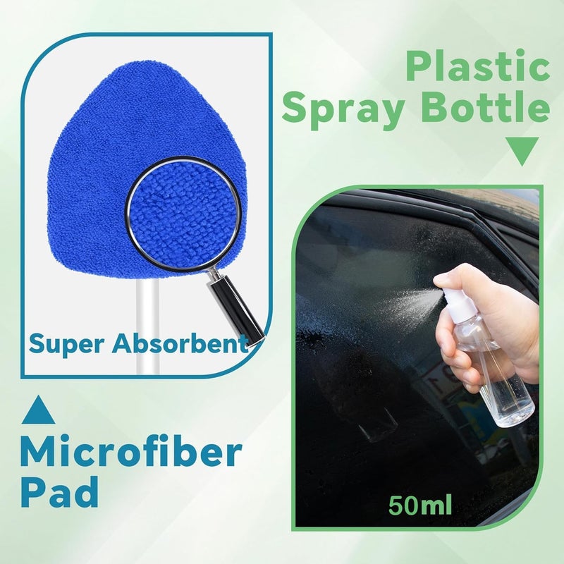 ZKFSIE 5 Pcs Windscreen Cleaner Tool with 3 Reusable Microfiber Pads and Spray Bottle - Image 5