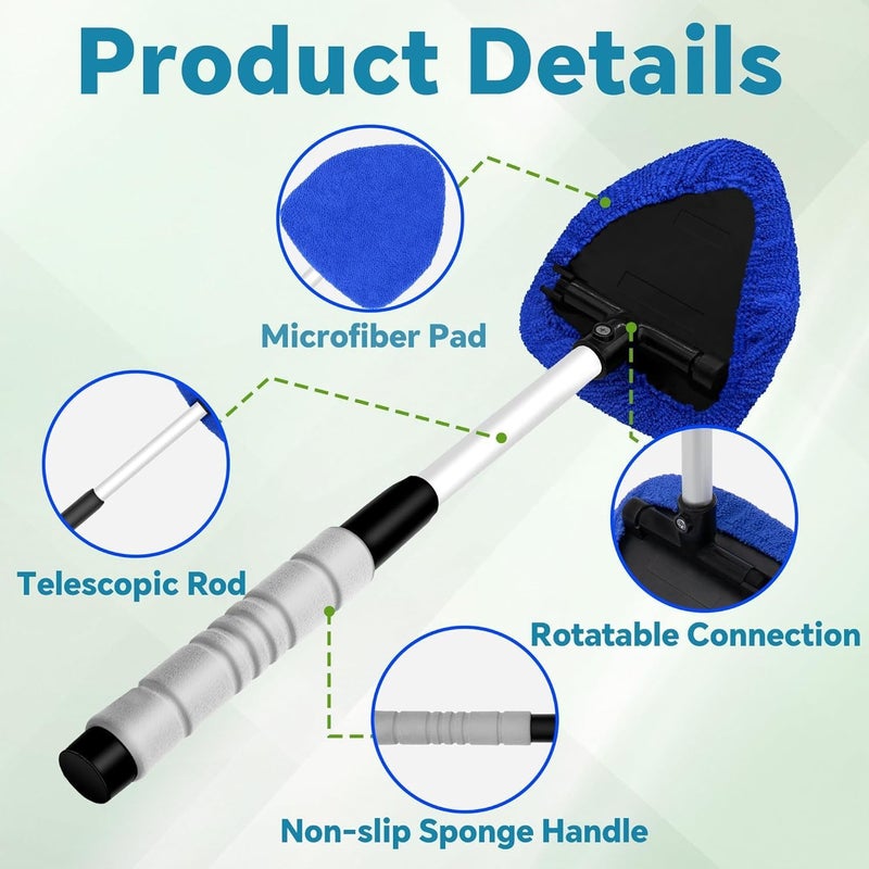 ZKFSIE 5 Pcs Windscreen Cleaner Tool with 3 Reusable Microfiber Pads and Spray Bottle - Image 3