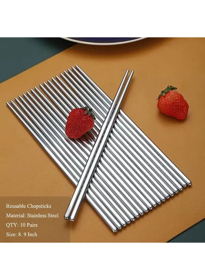 1 Pair Of 304 Stainless Steel Chopsticks Dishwasher Safe Reusable Non Slip Gift Set - Image 1
