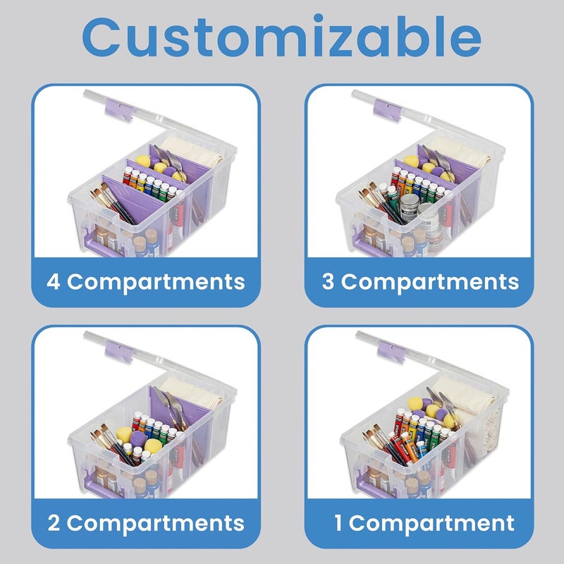 ArtBin Semi Satchel Portable Craft Organizer with 3 Dividers - Clear Plastic Storage Case for Art & Craft Supplies - Image 3