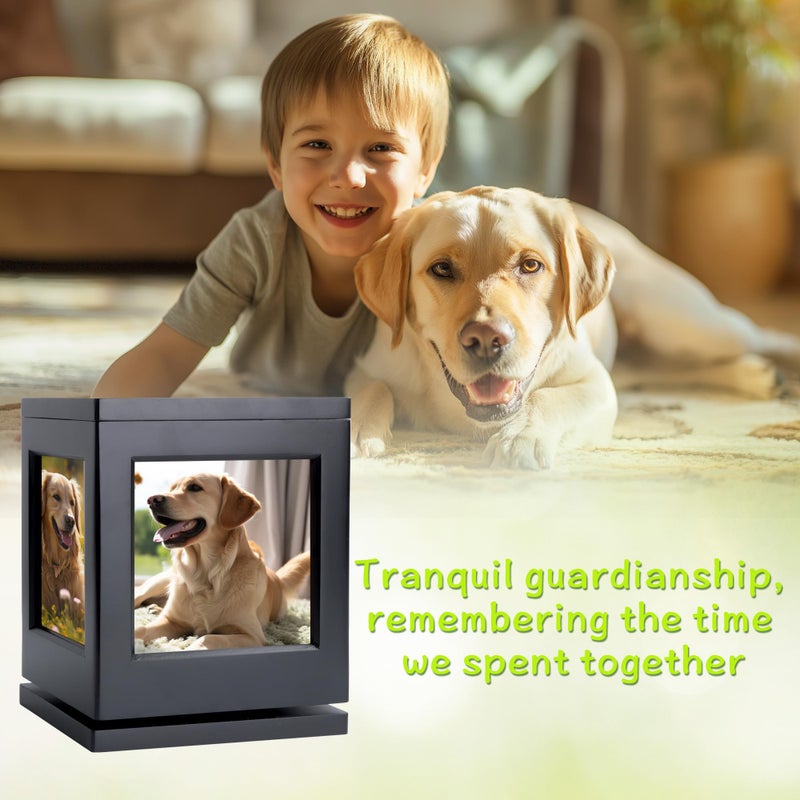 DiDiBirDi Personalized Dog Urn for Ashes, Black Wooden Memorial Keepsake for Cat, Large Funeral Cremation Pet Owner Souvenir with Claw Print and Velvet Storage Bag(75lbs) - Image 4