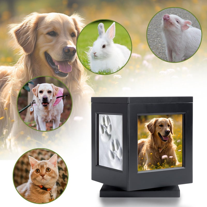 DiDiBirDi Personalized Dog Urn for Ashes, Black Wooden Memorial Keepsake for Cat, Large Funeral Cremation Pet Owner Souvenir with Claw Print and Velvet Storage Bag(75lbs) - Image 5