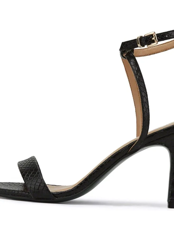 Paprika Women Snake Skin Texture Ankle Strap Heels