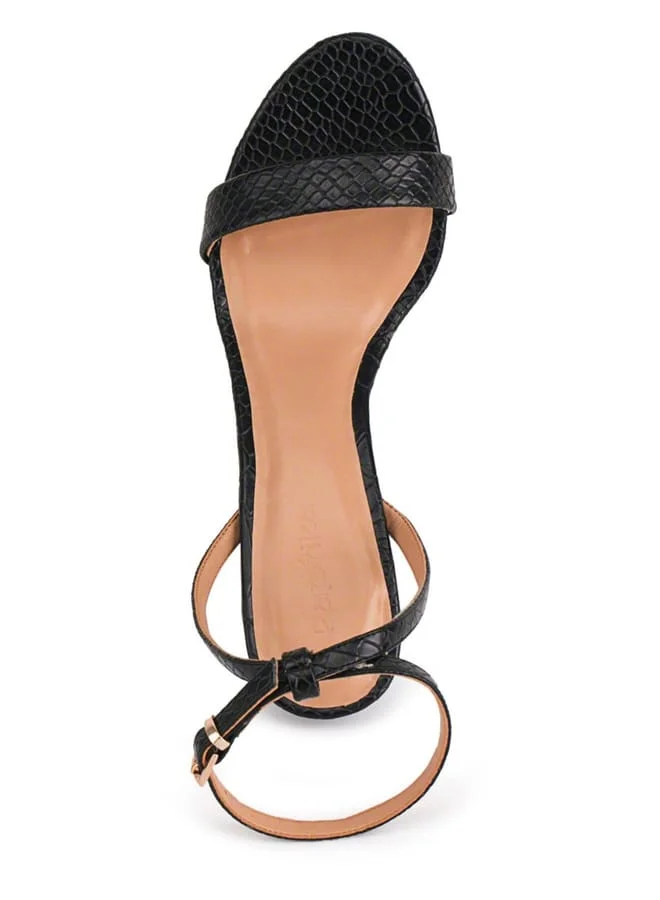 Paprika Women Snake Skin Texture Ankle Strap Heels