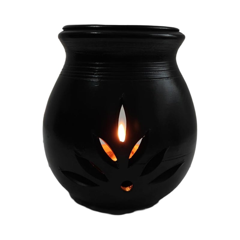 Vastuja Handmade Black Pottery Clay I Candle Diya Operated Aroma Camphor BurnerOil Diffuser ODOP Product I GI Certified I Big Size 1496 cm Ideal for Decoration Spa Temple Use oil diffuser - Image 4