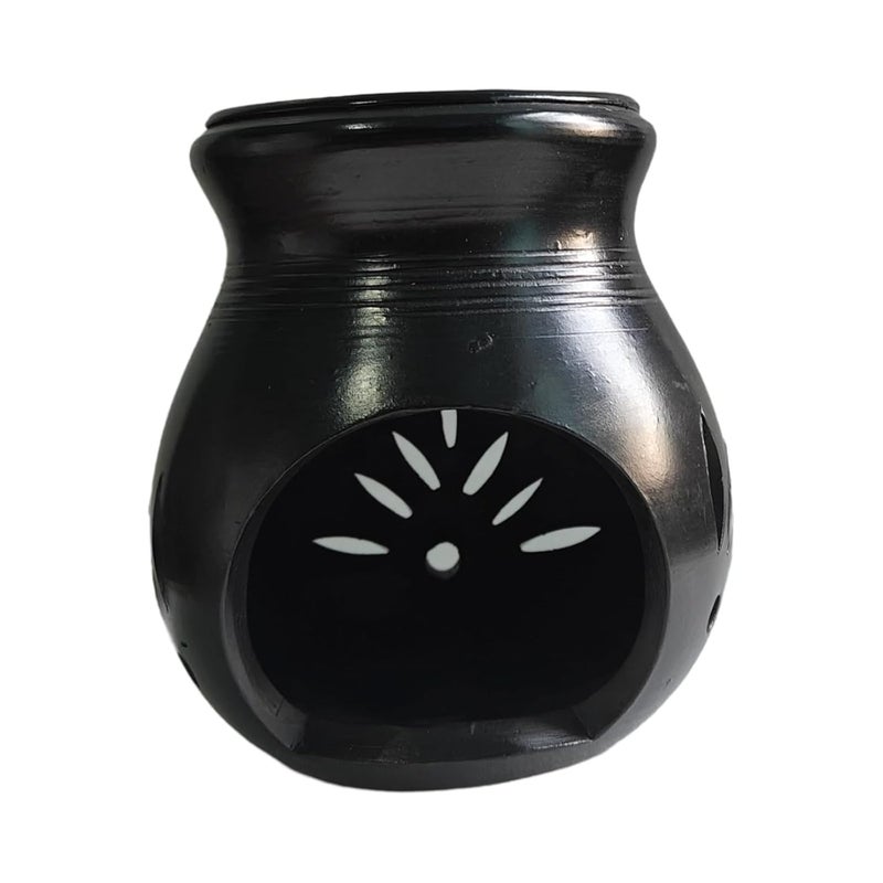 Vastuja Handmade Black Pottery Clay I Candle Diya Operated Aroma Camphor BurnerOil Diffuser ODOP Product I GI Certified I Big Size 1496 cm Ideal for Decoration Spa Temple Use oil diffuser - Image 5