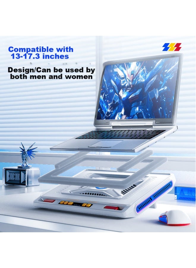 Llano Laptop Cooling Pad, Gaming Computer Stand Base, High Airflow, Suitable For Lenovo, Dell, Alienware, Lenovo Legion, Rog, Water-cooled V10, Gray And White, Rgb - Image 3