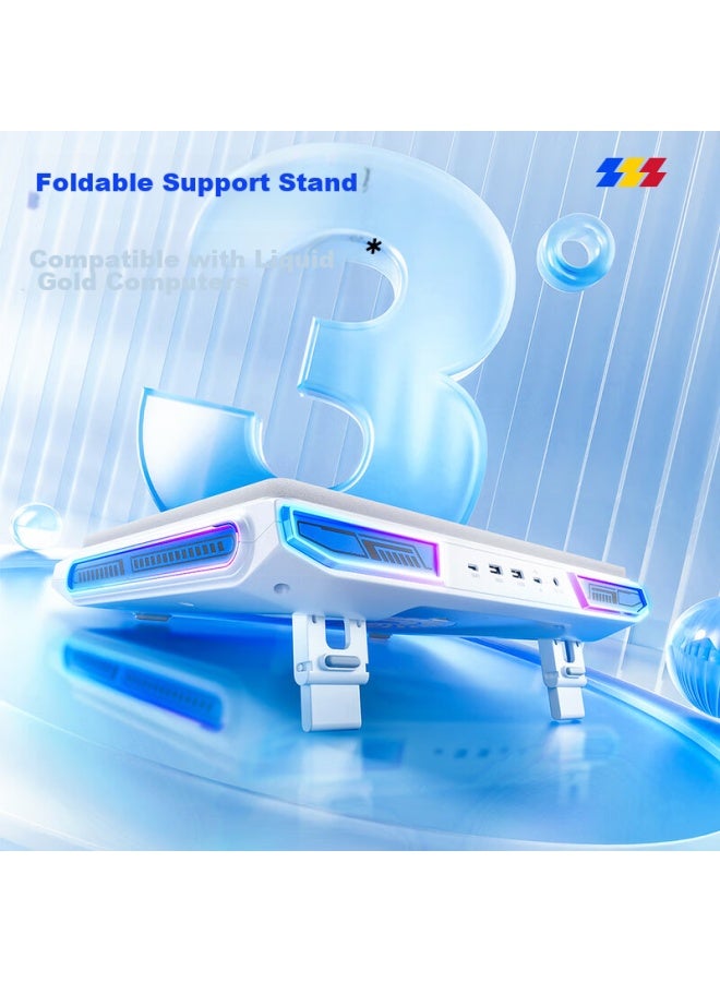 Llano Laptop Cooling Pad, Gaming Computer Stand Base, High Airflow, Suitable For Lenovo, Dell, Alienware, Lenovo Legion, Rog, Water-cooled V10, Gray And White, Rgb - Image 5