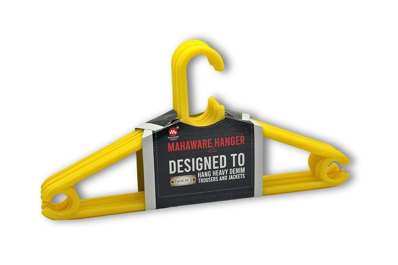 Mahaware Plastic Hangers for Clothes Hanging - Ideal Cloth Hangers for Clothes in Wardrobe | Almirah Organizer | Cloth Hanger Set of 6 | Yellow - Image 1