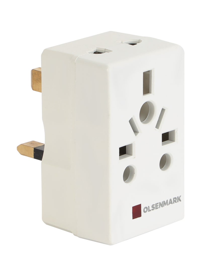 Olsenmark - Olsenmark 3 Way Universal Adaptor- OMES1895, Square Pin, Global Compatibility, Three Ports, Compact and Portable Design - Image 1