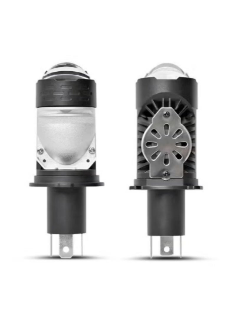 المقاس الكلي مصابيح أمامية LED نوع H4 بعدسة، درجة لون 6500 كيلفن، سطوع فائق 30000 لومن ضوء أبيض، إضاءة عالية ومنخفضة، تركيب مباشر بدون تعديل، جهد 12-80 فولت، مناسبة للسيارات والدراجات النارية والشاحنات - قطعتان - Image 2